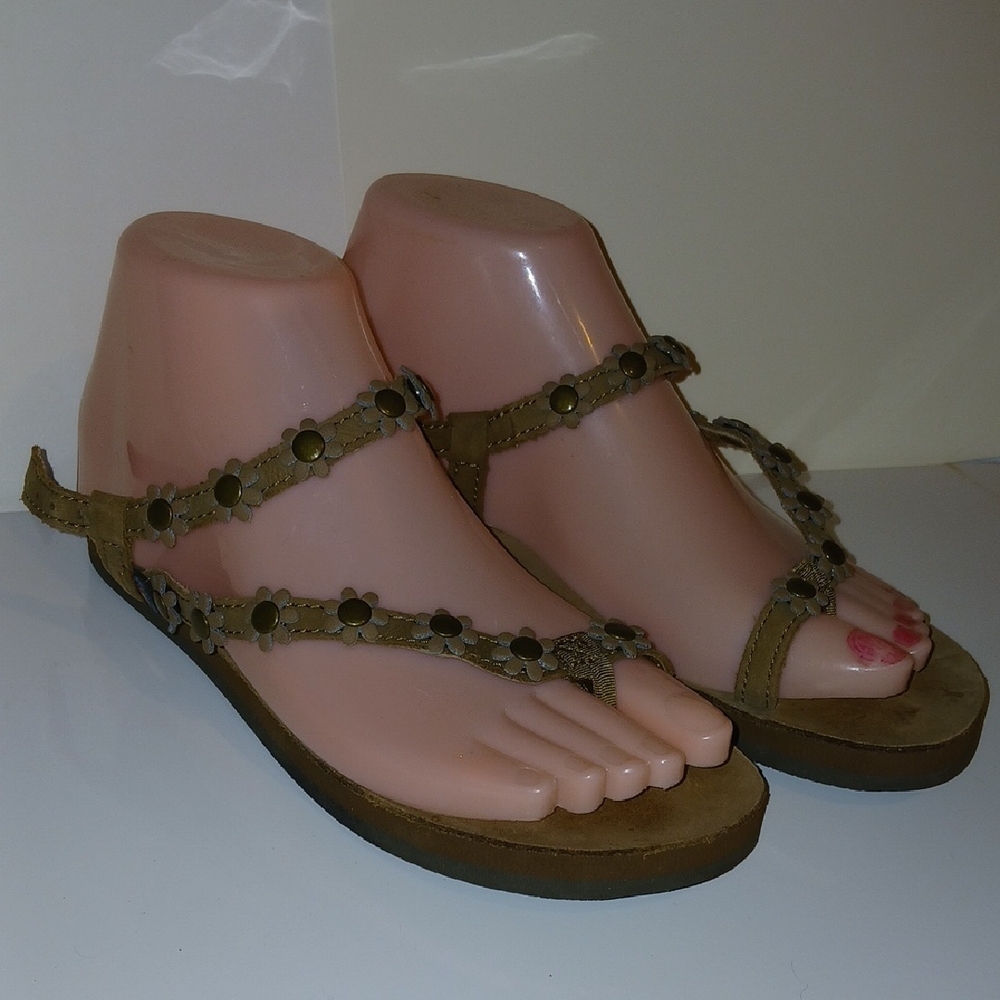Rainbow Tan Studded Sandals